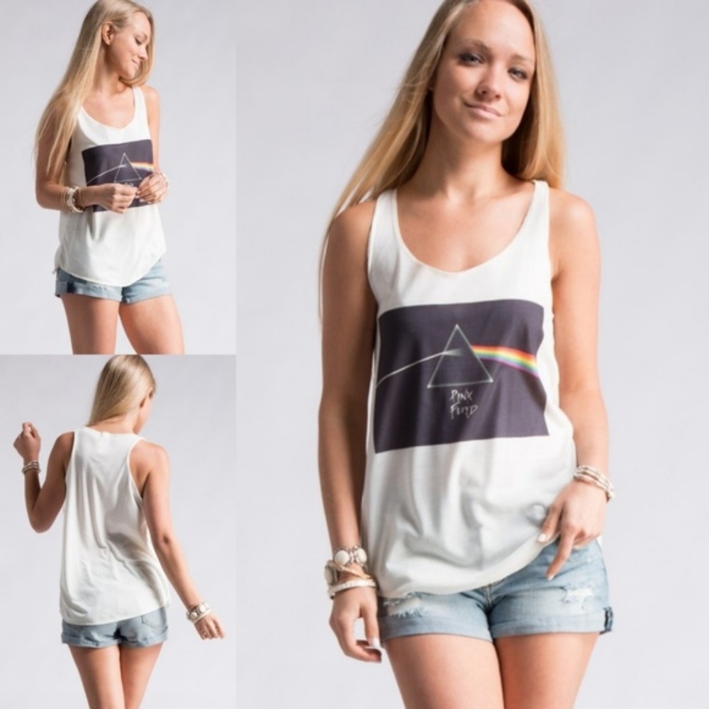 Boutique Pink Floyd White Racer Back Tank Top - Picture 2 of 8